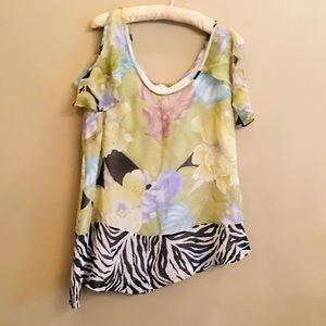 Soft Surroundings Silk Cold Shoulder Top - Sz L